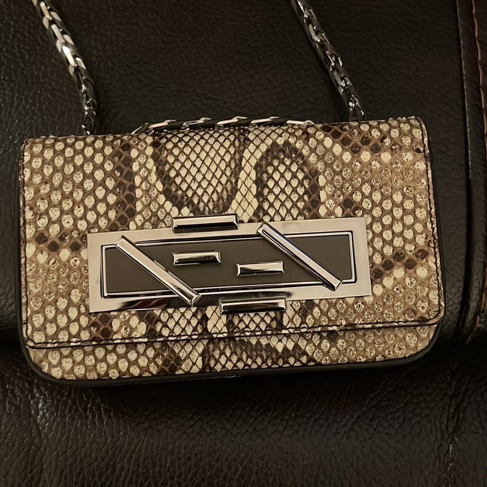 Fendi 3baguette Small Python Leather Chained Cros… - image 8
